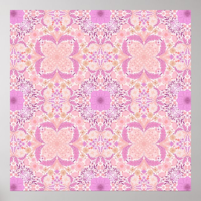 Retro-Gartenflorchen in Rosa Poster (Vorne)