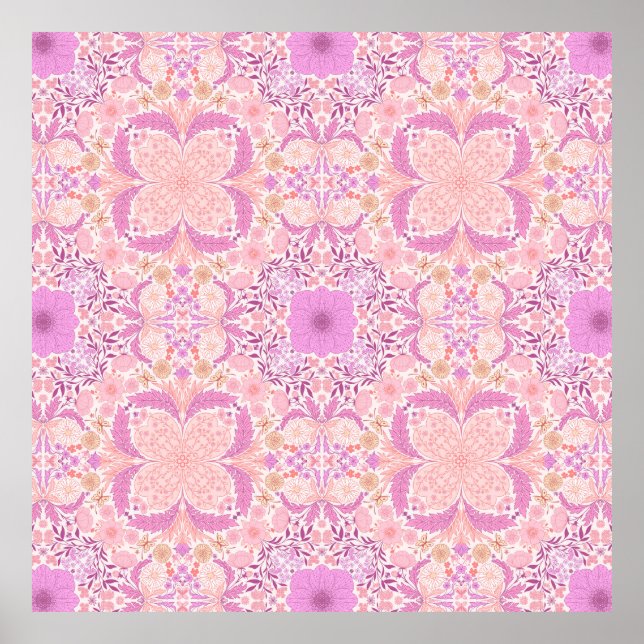 Retro-Gartenflorchen in Rosa Poster (Vorne)
