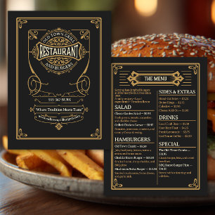 Retro-Gastronomie Old‑Time Hamburger und Grill Menükarte