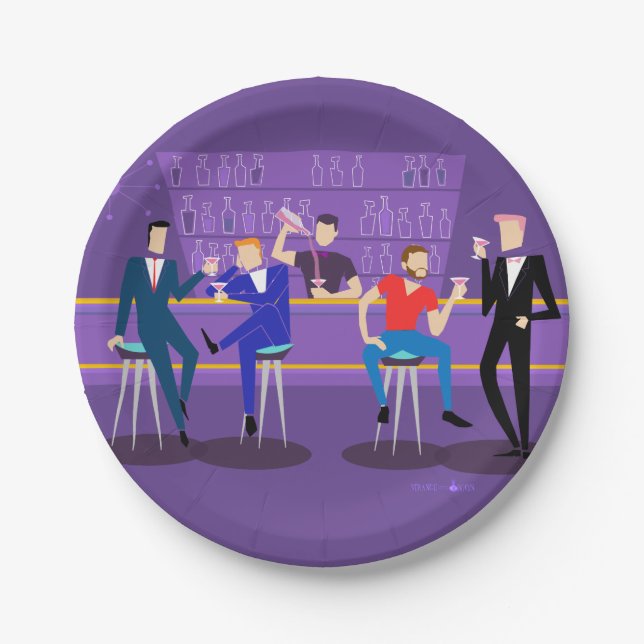 Retro Gay Bar Paper Plate Pappteller (Vorderseite)