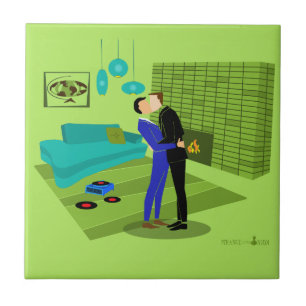 Retro Gay Couple in Liebe Fliese