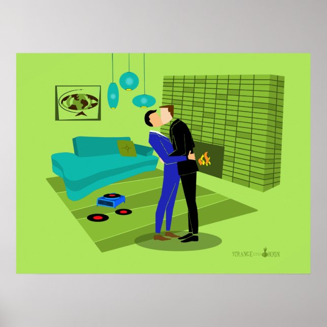 Retro Gay Couple in Liebe Poster (Vorne)