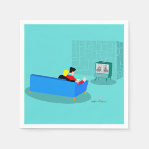 Retro Gay Couple TV Paper Napkin Serviette
