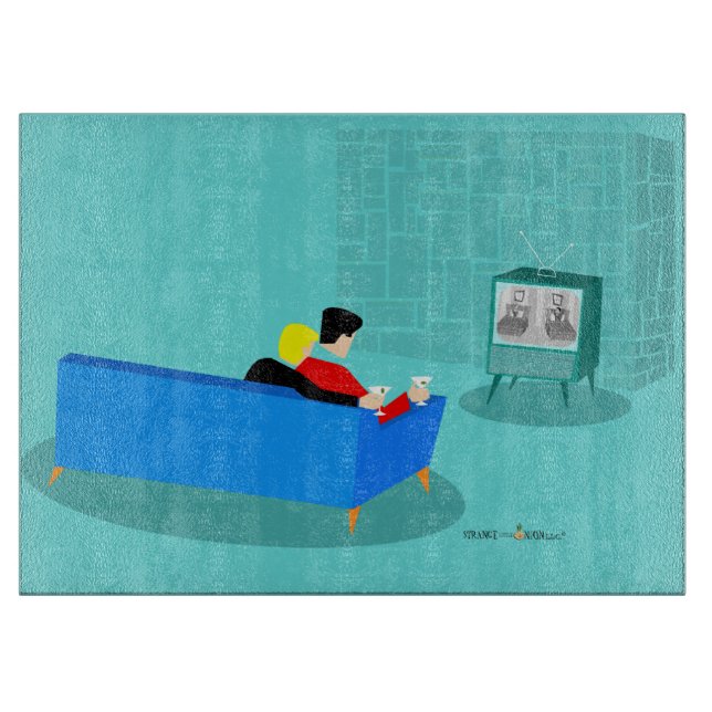 Retro Gay Couple Watching TV Cutting Board Schneidebrett (Vorderseite)