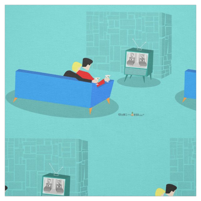 Retro Gay Couple Watching TV Fabric Stoff (Muster)