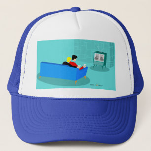 Retro Gay Couple Watching TV Trucker Hat Truckerkappe