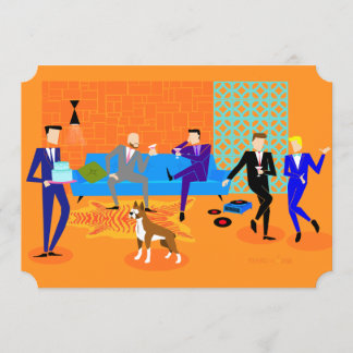 Retro Gay Party Einladungen (mit Hund)
