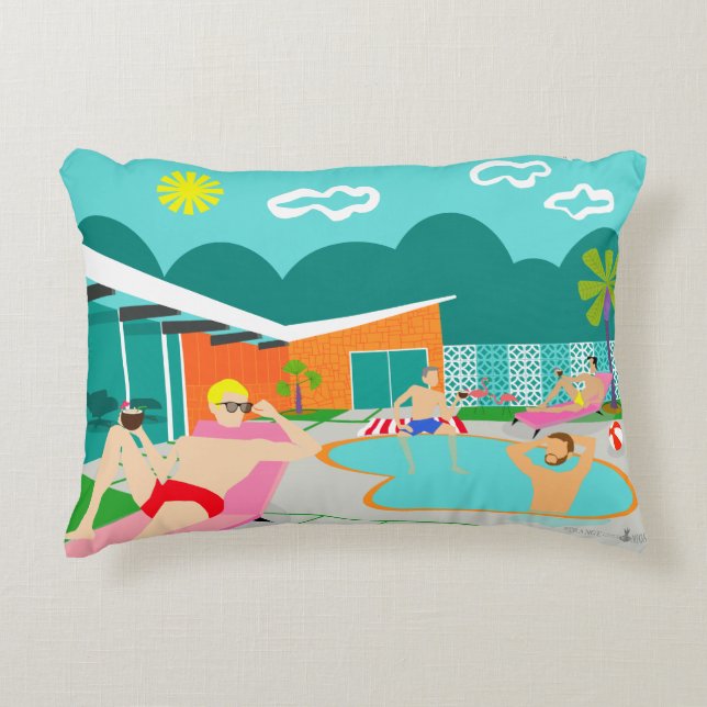 Retro Gay Pool Party Accessoires Kissen (Vorderseite)