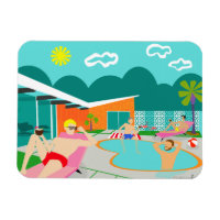 Retro Gay Pool Party Flexible Magnet