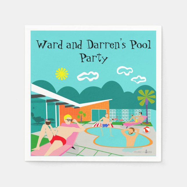Retro Gay Pool Party Paper Napkin Serviette (Vorderseite)