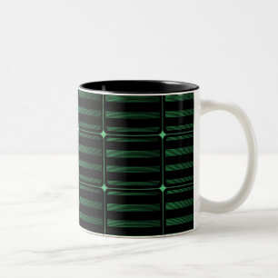 Retro-Gebäude blockiert Tasse, dunkelgrün Zweifarbige Tasse