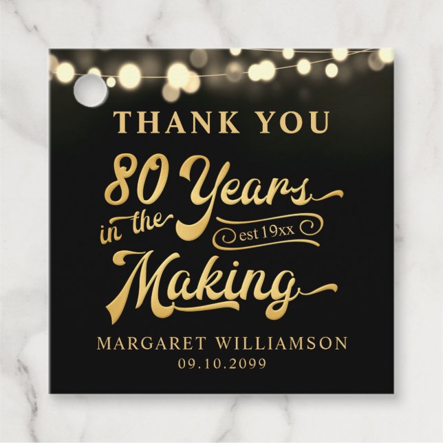 Retro Geburtstag 80 Jahre im Personalisierten mach Geschenkanhänger (Vorderseite)