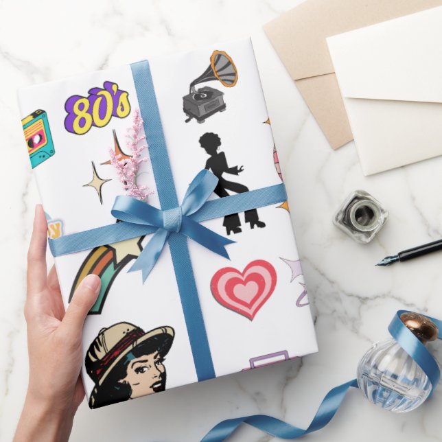 Retro Geburtstag Geschenkpapier, Familie, Freund Geschenkpapier (Schenken)