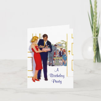 Retro Geburtstags-Party Einladung kardiert Karte