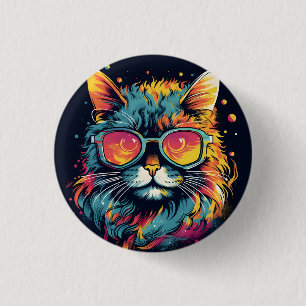 Retro Geek Chic Katze Button