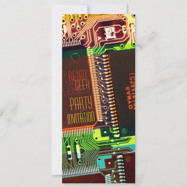 Retro Geek Party ・ Farbenfrohe elektronische CPUs  Einladung (Vorderseite)