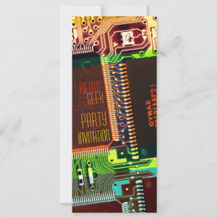 Retro Geek Party ・ Farbenfrohe elektronische CPUs Einladung
