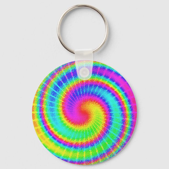 Retro Gefärbte Krawatte Hippie Psychedelic Schlüsselanhänger (Vorderseite)