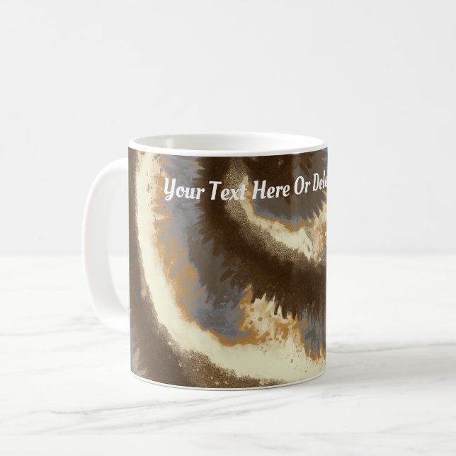 Retro Gefärbte Krawatte Liebe Brauner cremefarbene Kaffeetasse (Vorderseite Links)
