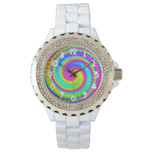 Retro gefärbte KrawatteHippie psychedelisch Armbanduhr