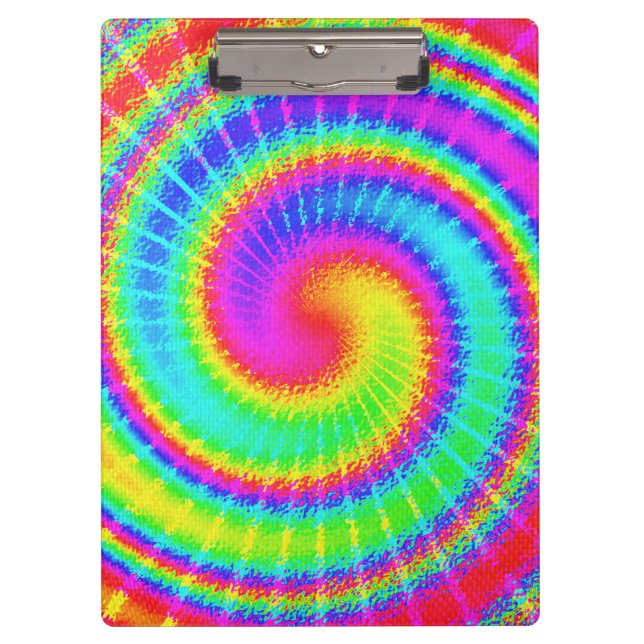 Retro gefärbte KrawatteHippie psychedelisch Klemmbrett (Vorderseite)