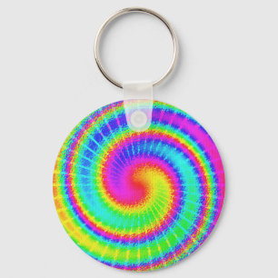 Retro gefärbte KrawatteHippie psychedelisch Schlüsselanhänger