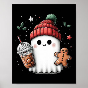 Retro Geist Beanie Weihnachten Xmas Kaffee G Poster