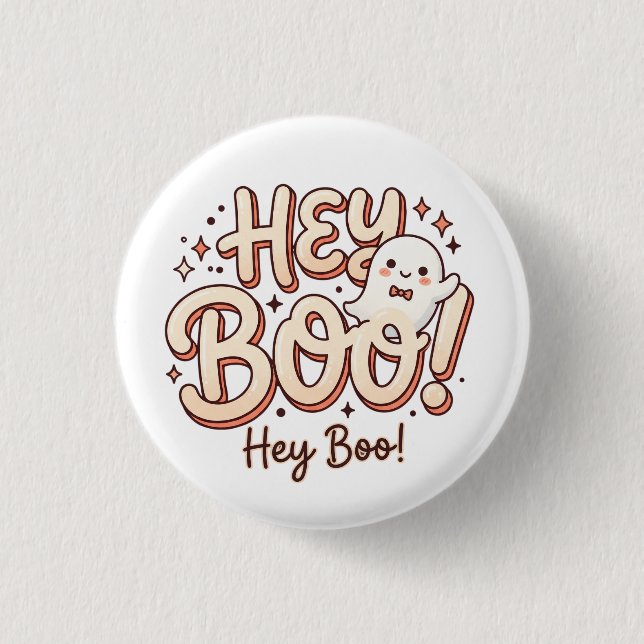 Retro-Geist "Hey Boo!"  Button (Vorderseite)