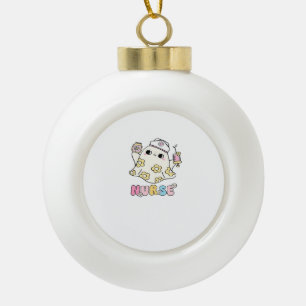 Retro-Geist-Krankenschwester-Halloween-Design Klas Keramik Kugel-Ornament