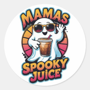 Retro-Geist mit Eiskaffee - Mamas spookiger Saft Runder Aufkleber