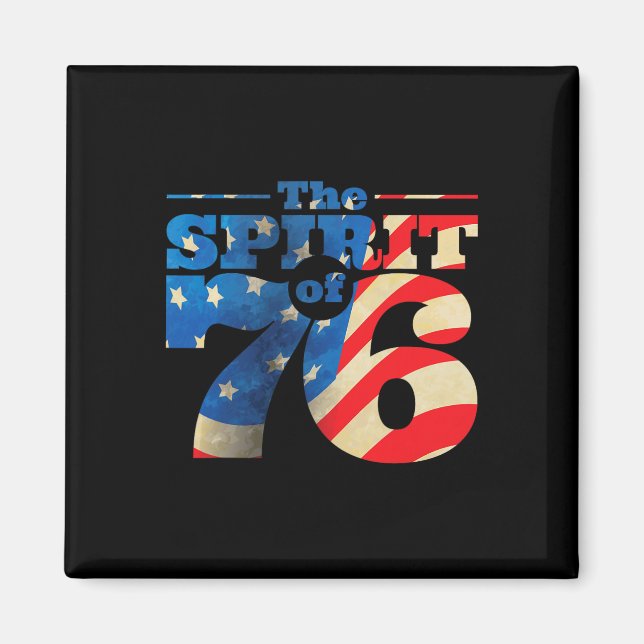 Retro Geist vom 76. 4. Juli Shirt Magnet (Vorne)