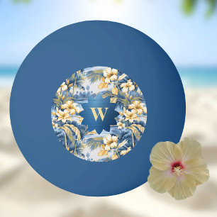Retro Gelb Blau Floral und Tropische Palmen Initia Tischtennisball