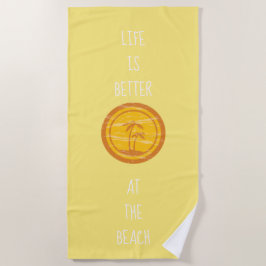 Retro Gelb & Orange Leben ist besser am Strand Strandtuch