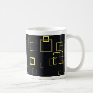Retro Gelb, Schwarze Pop Quadrate Art Muster Tasse