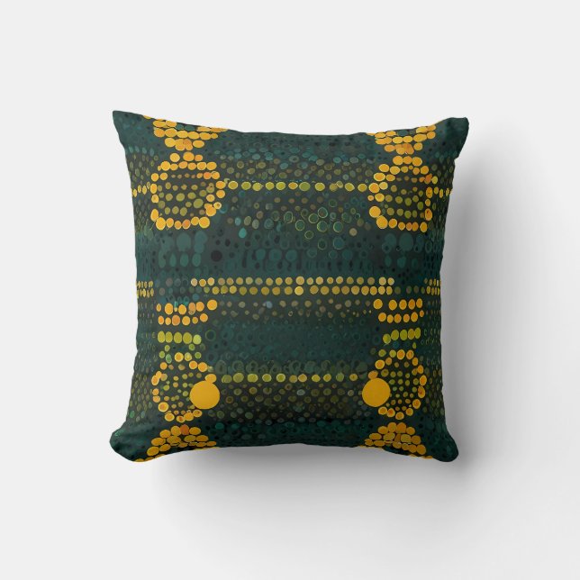 Retro Gelb und grün Zigzag Dot Patter Kissen (Vorderseite)