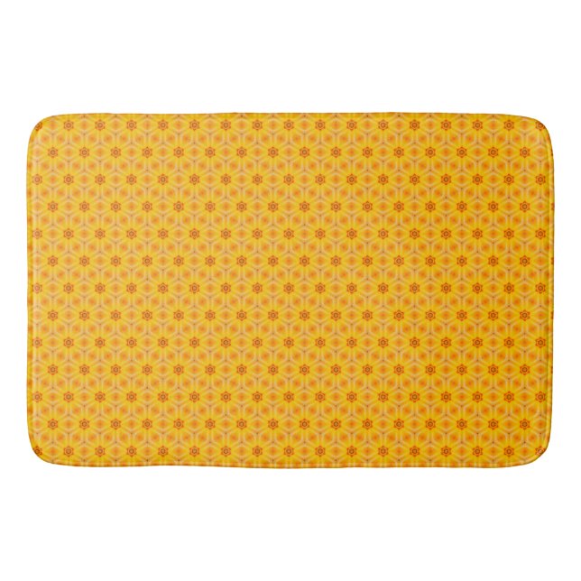 Retro Gelbe Blume Power Badematte (Vorderseite)