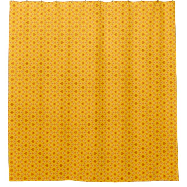 Retro Gelbe Blume Power Duschvorhang (Vorderseite)