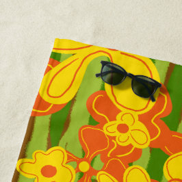 Retro-Gelbe Blumen aus den 70er Jahren Strandtuch