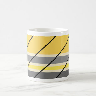 Retro Gelbe Creme Diagonal Streifen Tasse