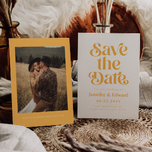 Retro-Gelbe Hochzeit speichern Sie das Datum Save The Date