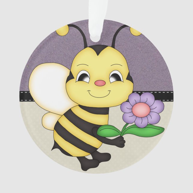 Retro gelbe Hummel-Biene Ornament (Vorderseite)