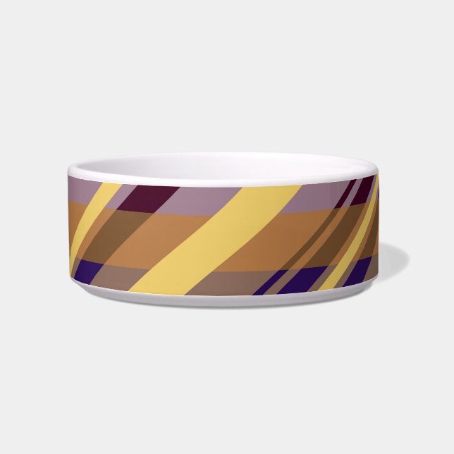 Retro Gelbe Lila Creme Streifen Muster Pet Bowl Napf (Rechts)