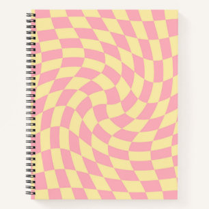 Retro-Gelbe rosa Pastellfarben Verzierte Karos gep Notizbuch