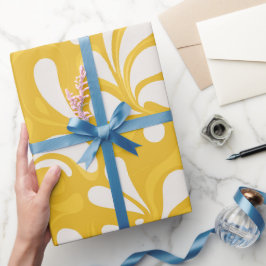 Retro Gelbe Senf Pop Creme Abstrakte Muster Geschenkpapier