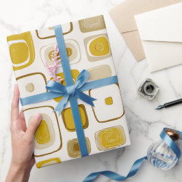 Retro Gelbe Senf Pop Creme Abstrakte Muster Geschenkpapier