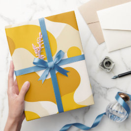 Retro Gelbe Senf Pop Creme Abstrakte Muster Geschenkpapier