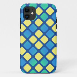 Retro-Gelbe und blaue DiamantRaute iPhone 11 Hülle