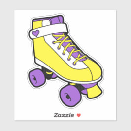 Retro-Gelber Roller-Skate für nicht binären Pride Aufkleber