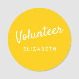 Retro Gelber Volunteer Magnetic Namensschild
