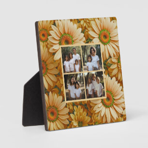 Retro-gelbes Blumen-Daisy 4-Foto-Template Fotoplatte